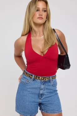 High Moms Denim Short Bold Blue