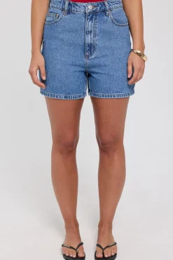 High Moms Denim Short Bold Blue