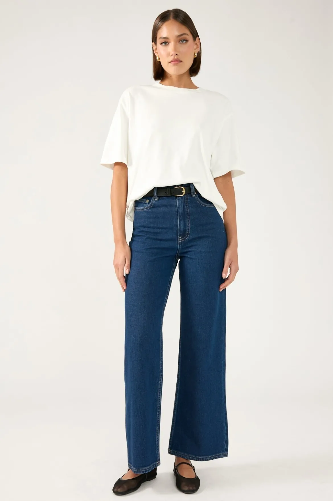 High Rise Wide Leg Jean Dark Blue Denim