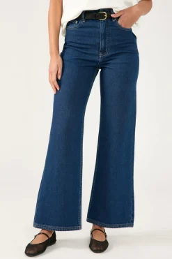 High Rise Wide Leg Jean Dark Blue Denim