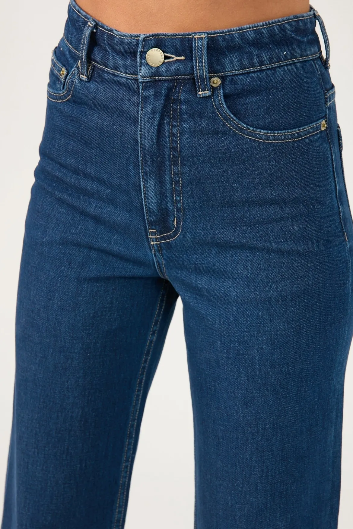High Rise Wide Leg Jean Dark Blue Denim