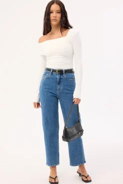 High Straight Crop Jean Cobalt Blue