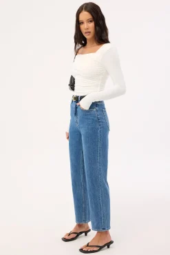 High Straight Crop Jean Cobalt Blue