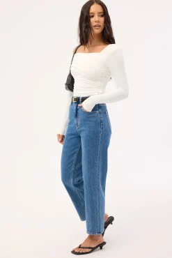 High Straight Crop Jean Cobalt Blue