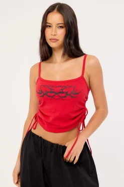 Hissy Fit Drawcord Cami Top Red