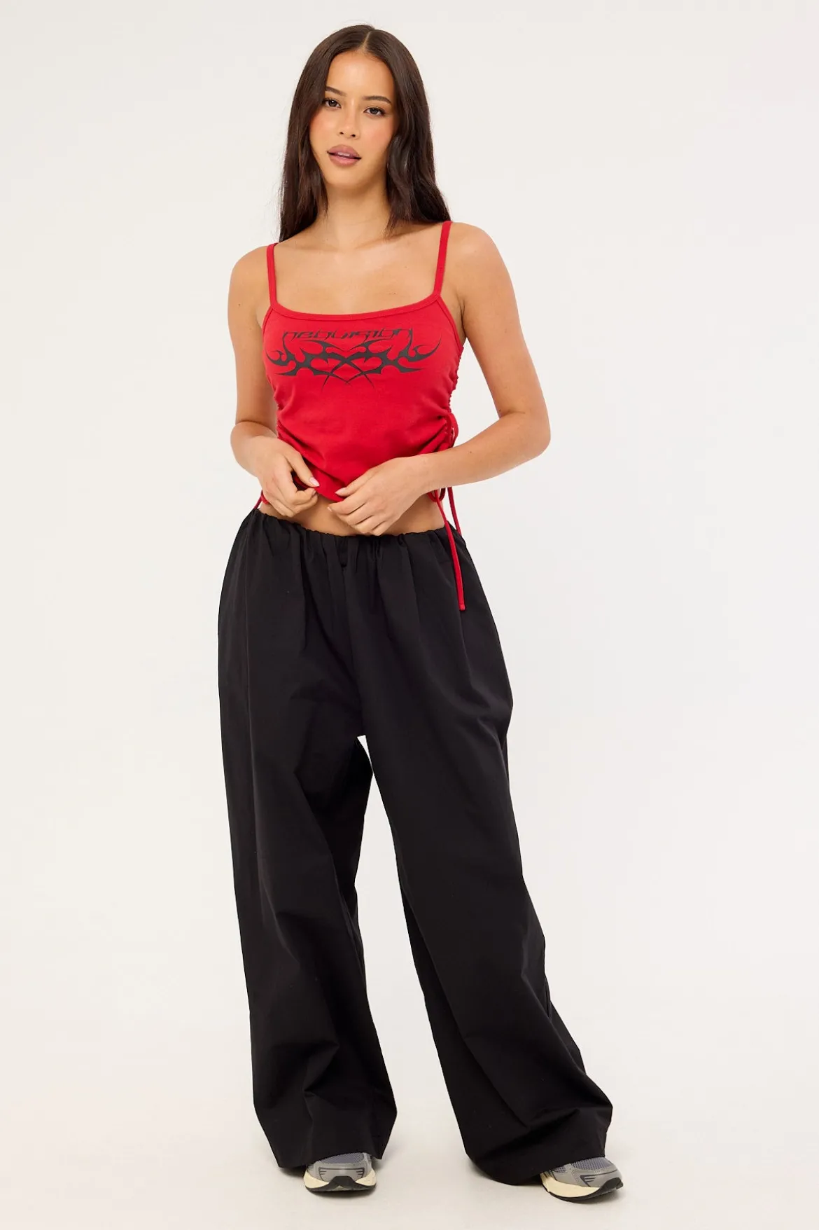 Hissy Fit Drawcord Cami Top Red