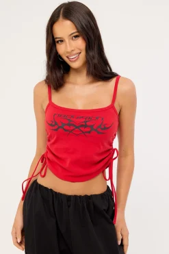 Hissy Fit Drawcord Cami Top Red