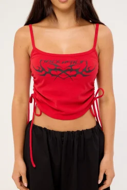 Hissy Fit Drawcord Cami Top Red