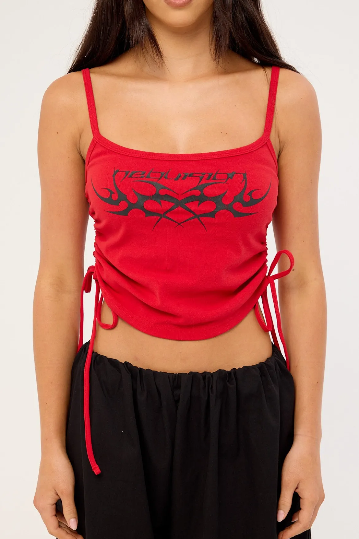 Hissy Fit Drawcord Cami Top Red