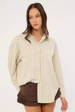 Hollis Oversized Shirt Cream Stripe