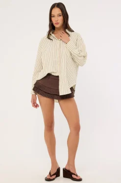 Hollis Oversized Shirt Cream Stripe
