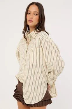 Hollis Oversized Shirt Cream Stripe