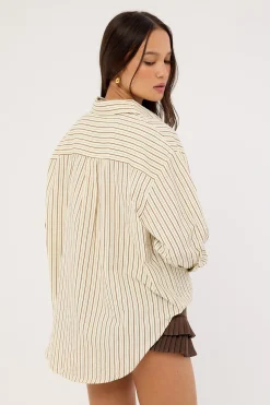 Hollis Oversized Shirt Cream Stripe