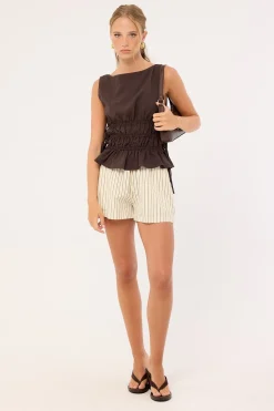 Hollis Striped Shorts Cream Stripe