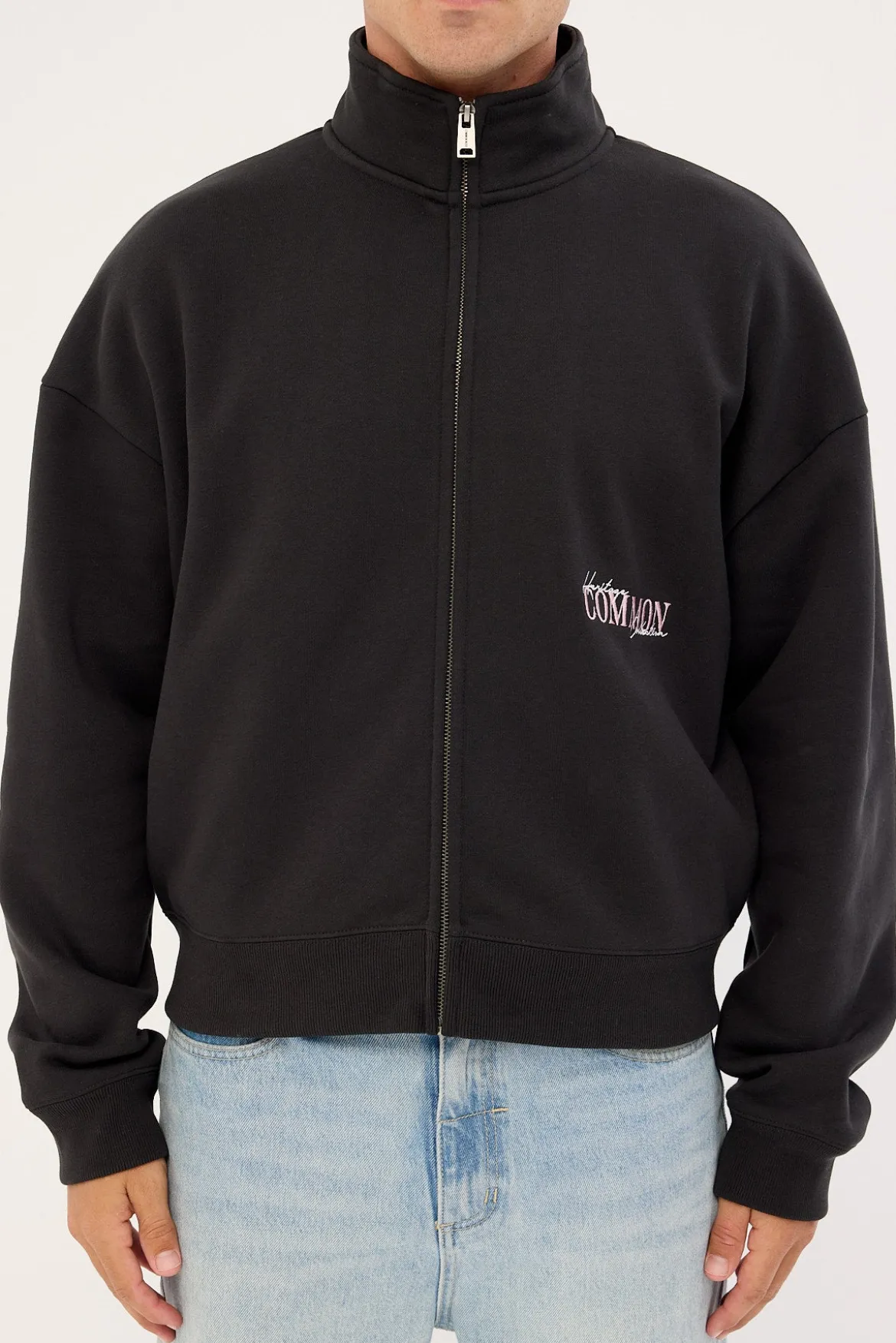 Holloway Full Zip Crop Sweater Off Black