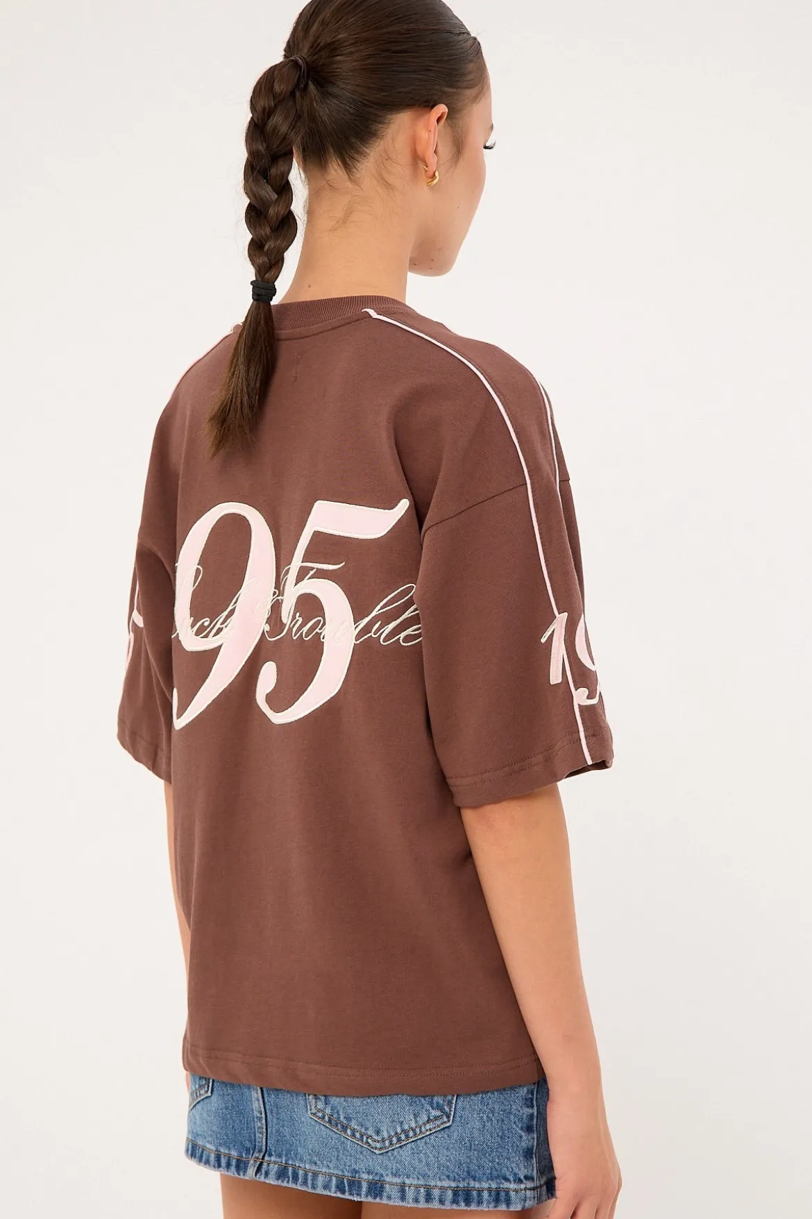 Home Run Honey Oversized Tee Brown