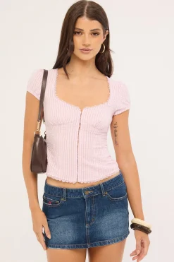 Hook Me Peggy Blouse Pink Stripe