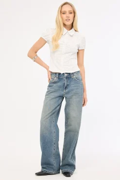 Horizon Zip Through Short Sleeve Shirt Mono Stripe
