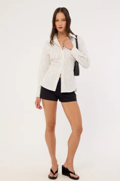 Hudson Tie Back Shirt White Stripe