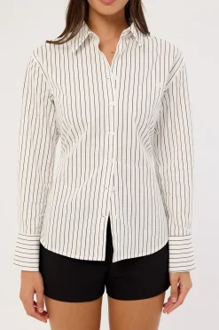 Hudson Tie Back Shirt White Stripe