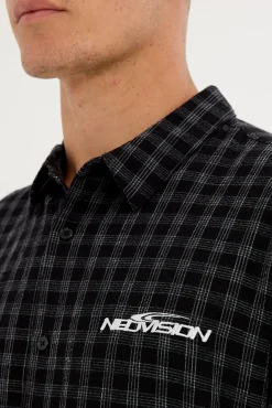 Hunt Check Oversize Shirt Black Check