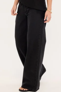 Hunter Low Rise Wide Leg Jean Aged Black