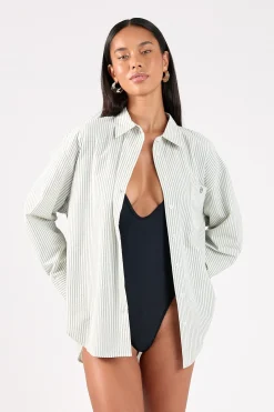 Hunter Stripe Oversized Shirt White/Black Stripe