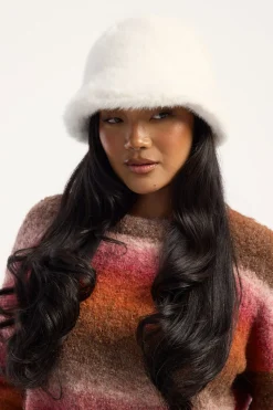 Igloo Faux Fur Bucket Hat White