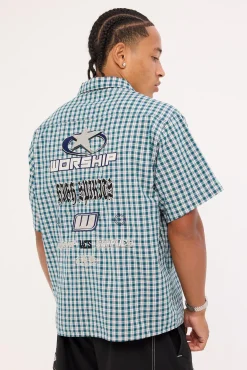 Injection Short Sleeve Shirt Dark Blue