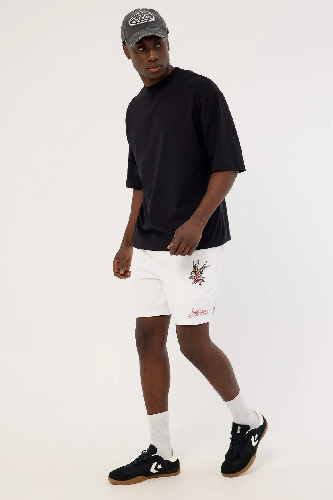 Inked Elastic Waist Short White