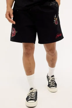 Inked Elastic Waist Short Black