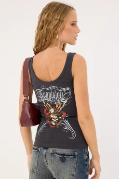 Inked Singlet Tank Top Washed Black