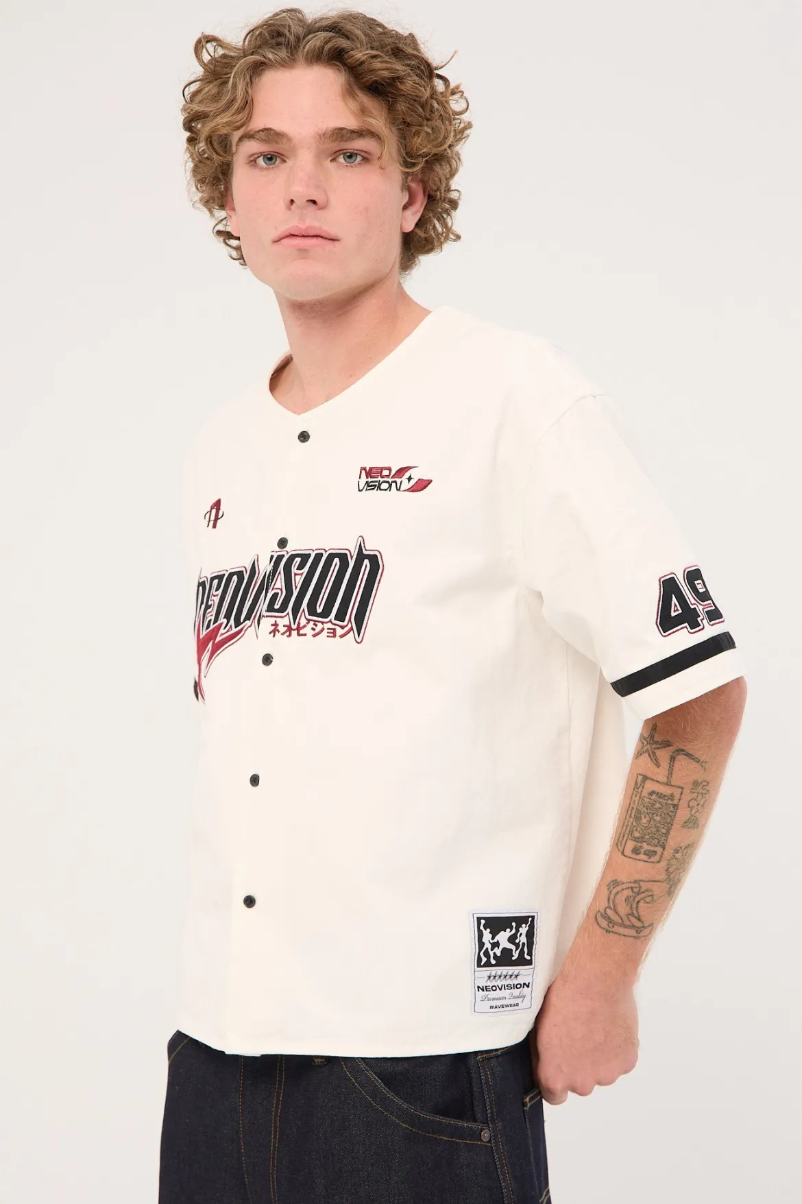 Innings Baseball Oversize Cropped Shirt Off White