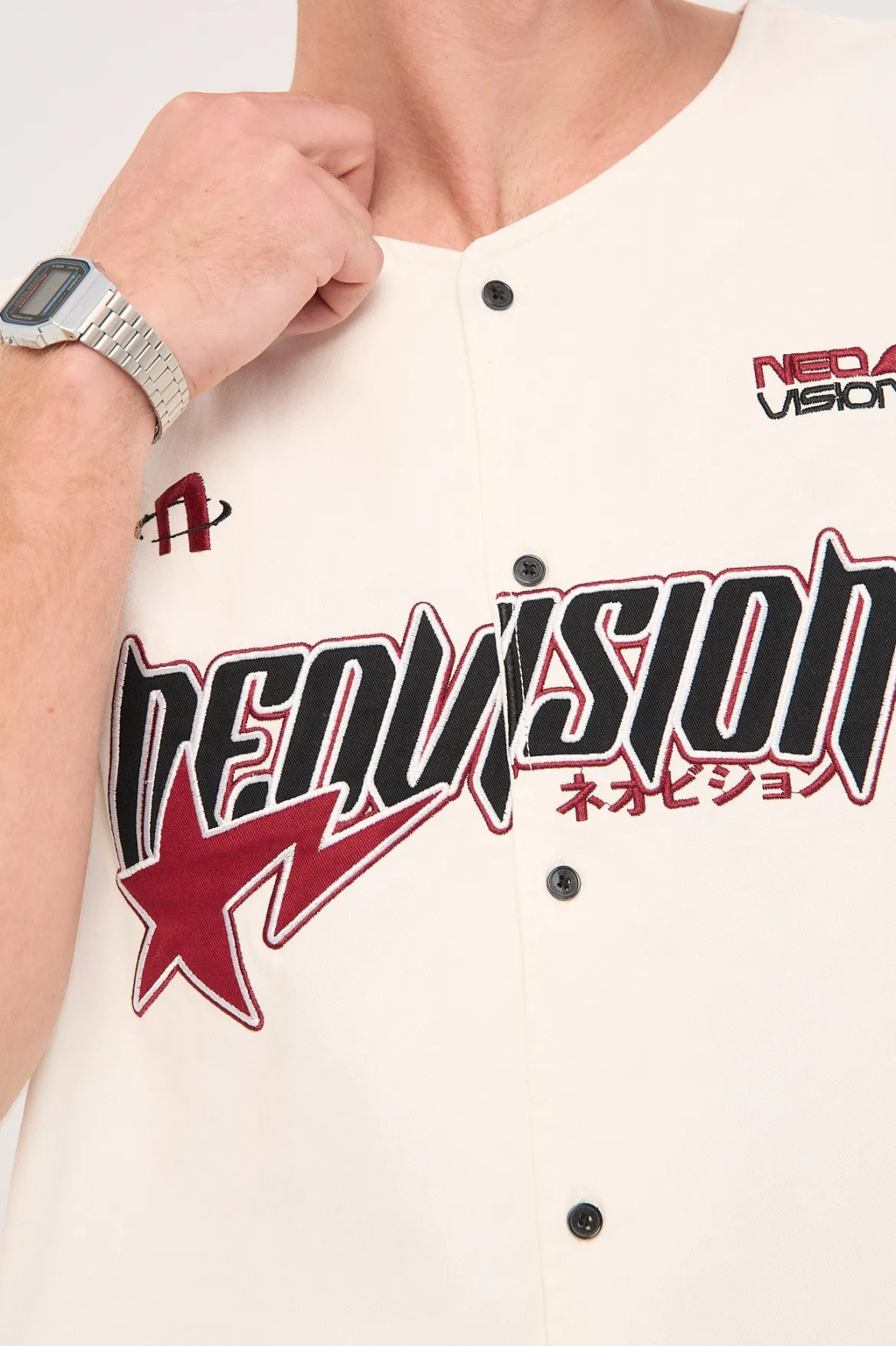 Innings Baseball Oversize Cropped Shirt Off White