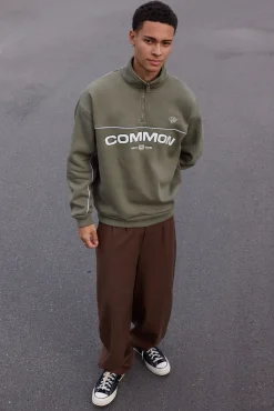 Intermission Quarter Zip Sweater Olive Green