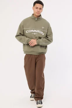 Intermission Quarter Zip Sweater Olive Green