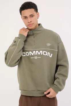 Intermission Quarter Zip Sweater Olive Green