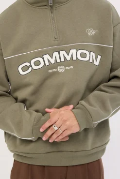 Intermission Quarter Zip Sweater Olive Green