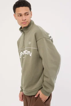 Intermission Quarter Zip Sweater Olive Green