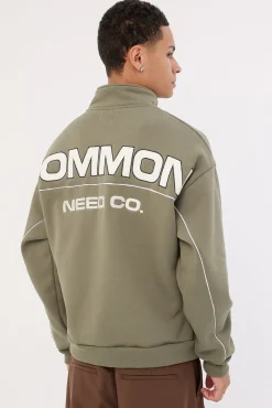 Intermission Quarter Zip Sweater Olive Green