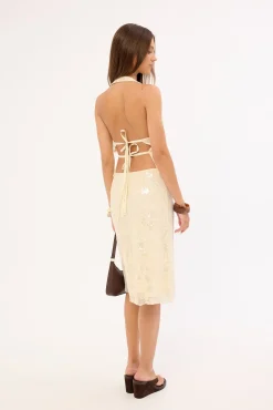 Isabel Sequin Midi Skirt Cream