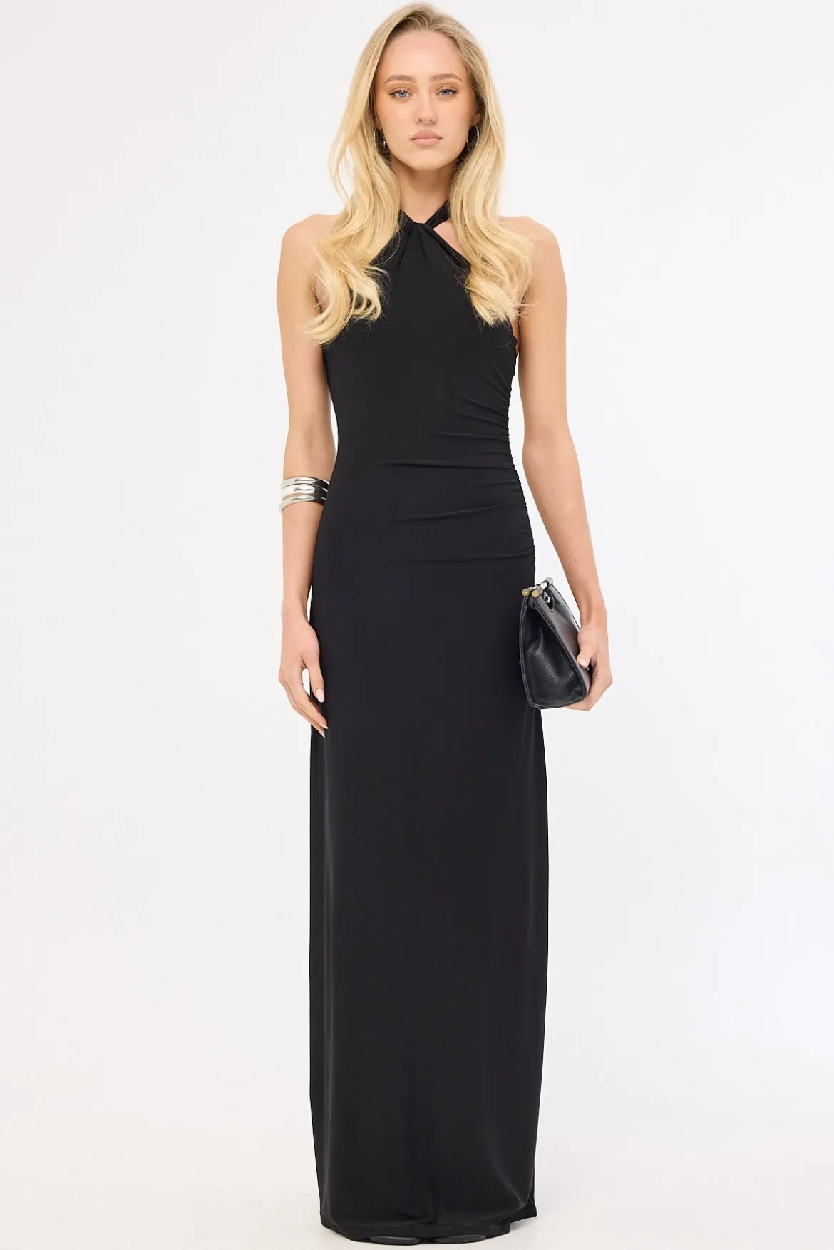 Isla Halter Twist Maxi Dress Black