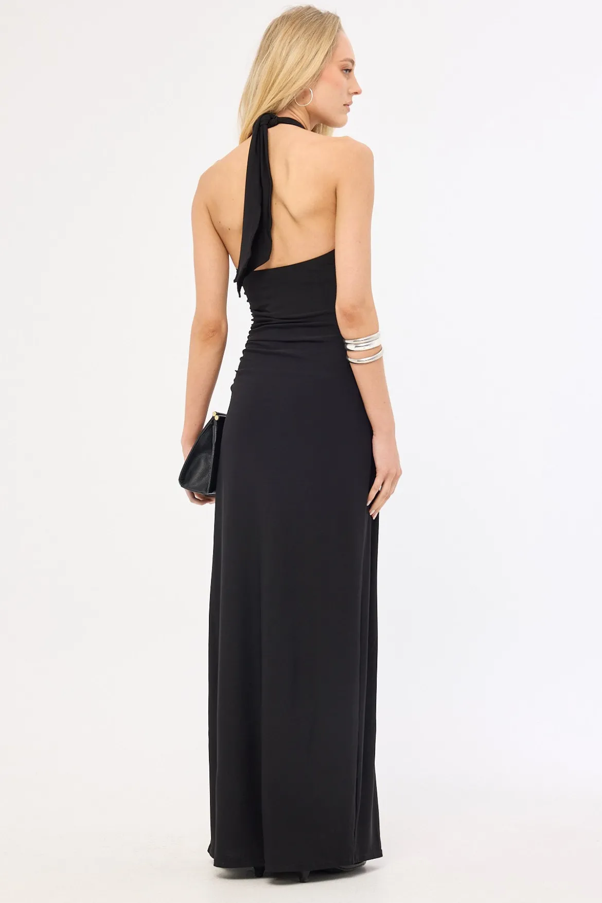 Isla Halter Twist Maxi Dress Black