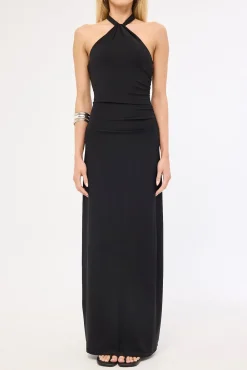 Isla Halter Twist Maxi Dress Black