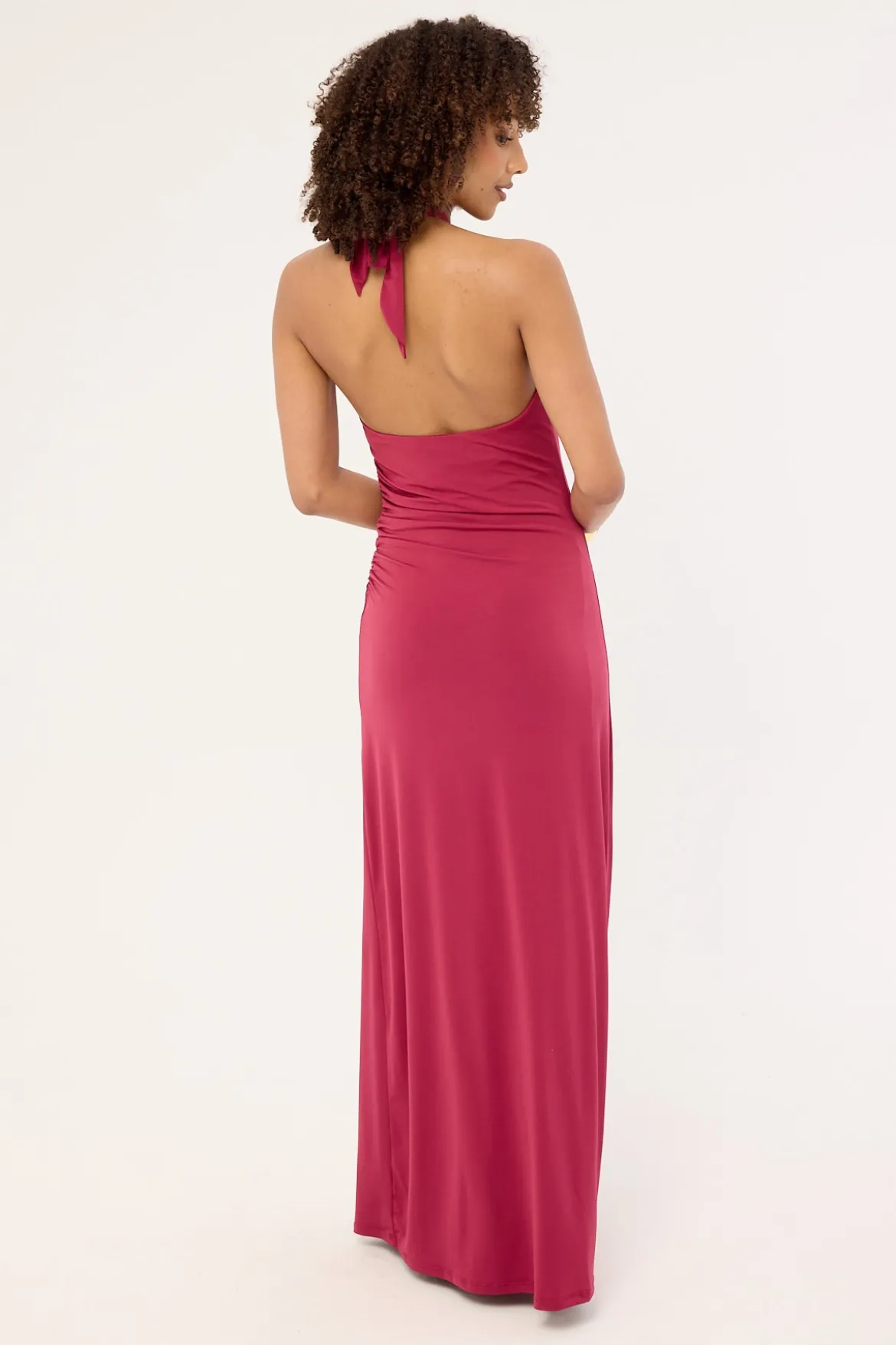 Isla Halter Twist Maxi Dress Burgundy