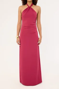 Isla Halter Twist Maxi Dress Burgundy