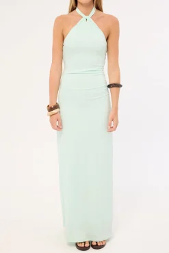 Isla Halter Twist Maxi Dress Iced Blue