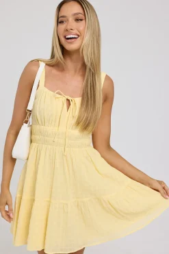 Isola Cotton Mini Dress Lemon