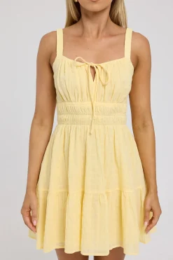 Isola Cotton Mini Dress Lemon