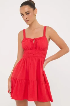 Isola Cotton Mini Dress Red